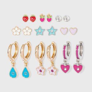 Strawberry & Star Enamel Studs/Multi Earring Set #5-Gold-Wild Fable